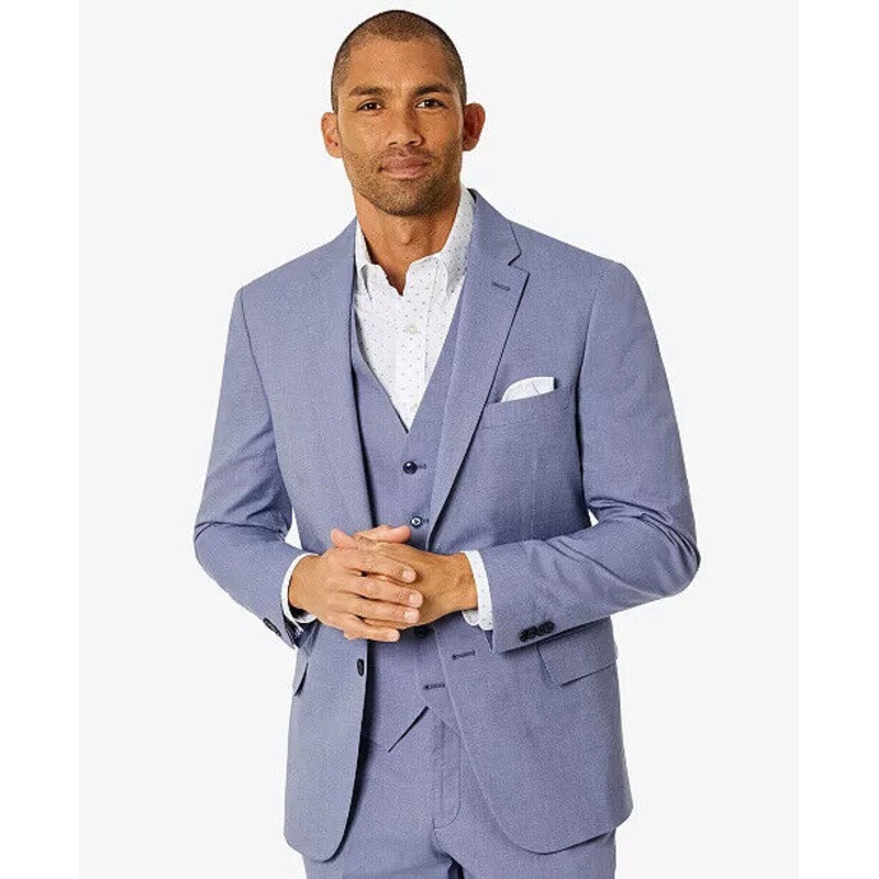 TOMMY HILFIGER Mens Suit Jacket 42L Blue Modern-Fit TH Stretch Chambray