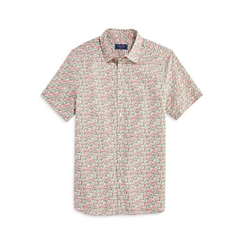 Vineyard Vines Gulf Floral Printed Mens Casual Short Sleeve Shirt Pink Small