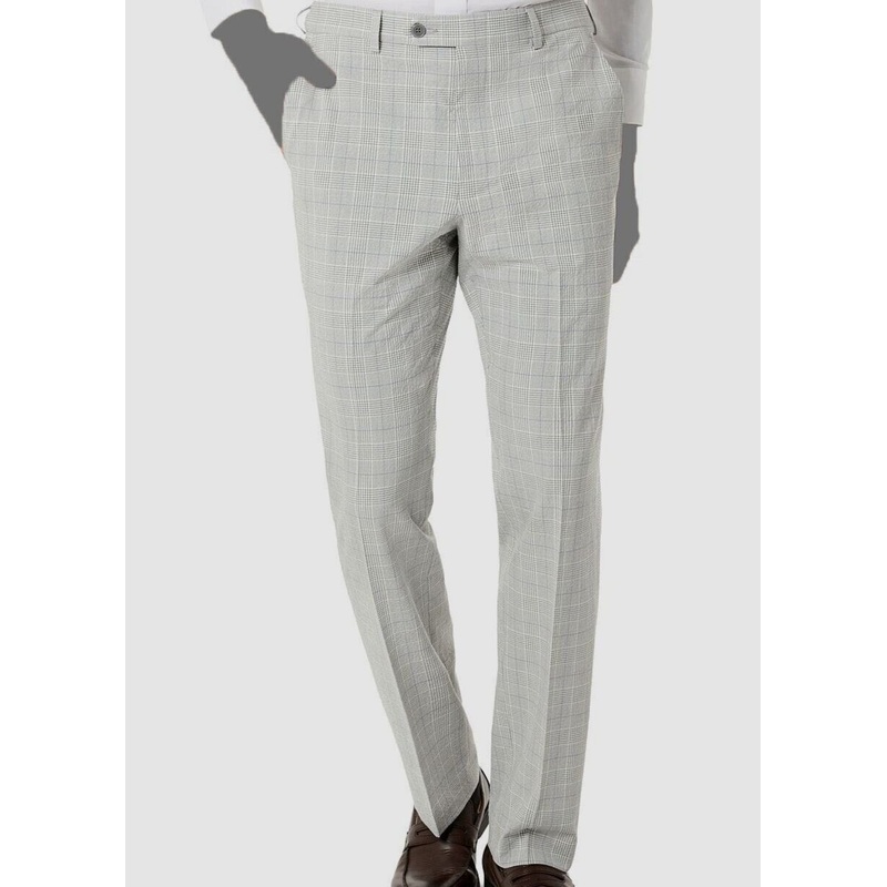 Lauren Ralph Lauren Men's Gray Plaid Seersucker Classic-Fit Pants 44 x 30