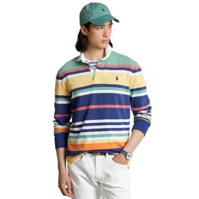 Polo Ralph Lauren Mens Iconic Rugby Shirt Annapolis Blue Multi XL