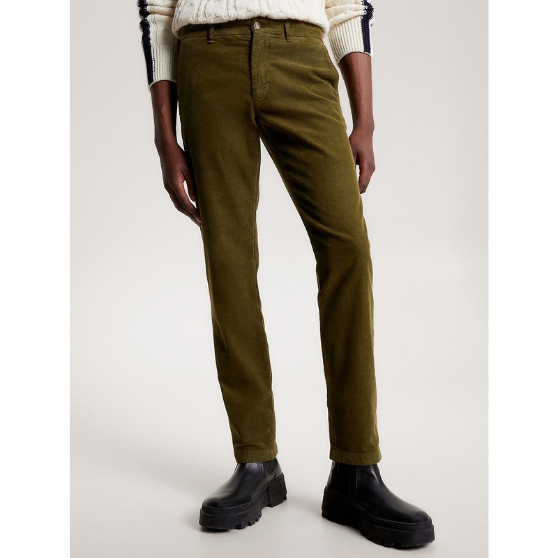 Tommy Hilfiger Mens Denton Straight Fit Corduroy Chino Pants Green 33 x 32
