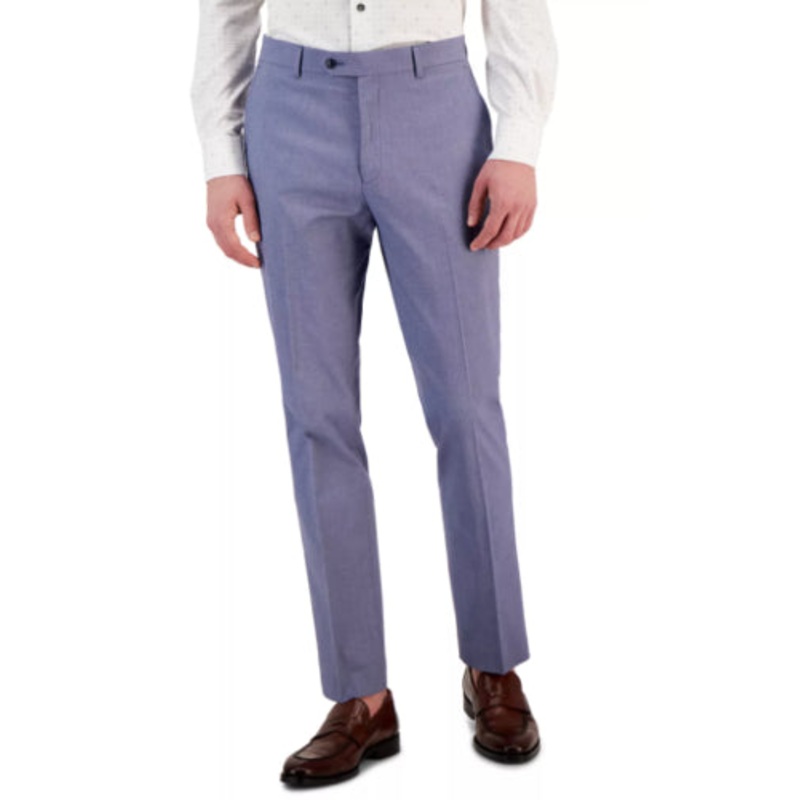 TOMMY HILFIGER Mens Dress Pants 38 X 30 Blue Modern-Fit TH Flex Stretch Chambray