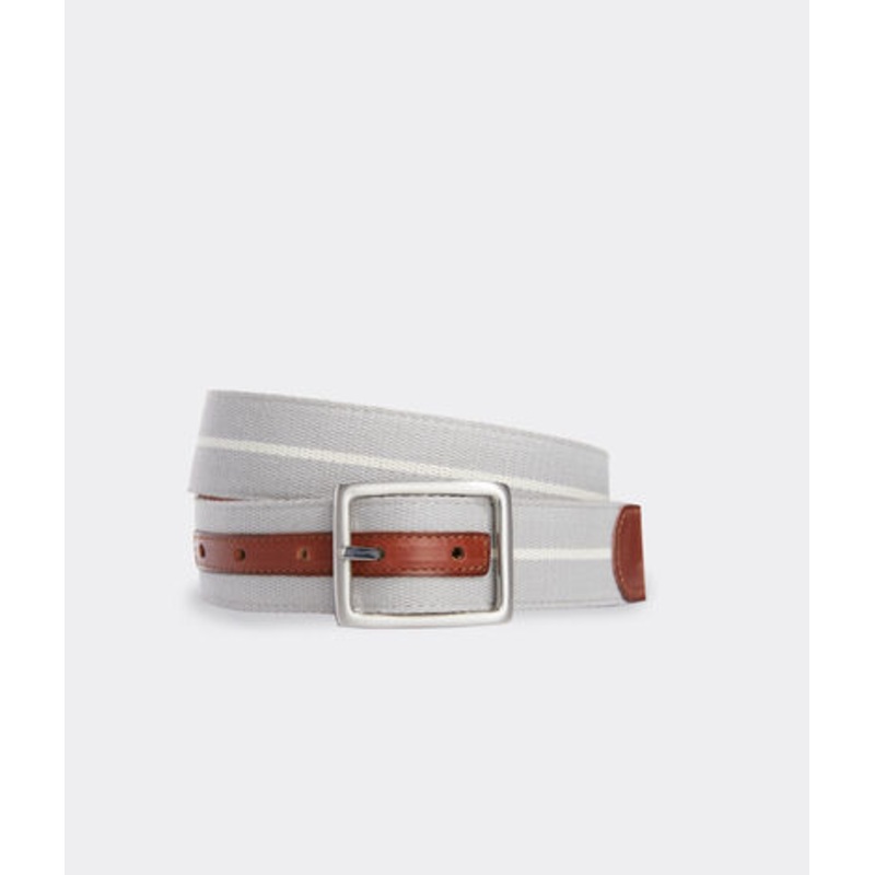 Vineyard Vines Mens Leather & Webbing Revers Belt Grey32
