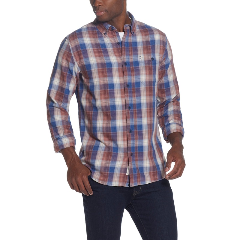Weatherproof Vintage Mens Plaid Button Down Shirt Cedarwood Medium