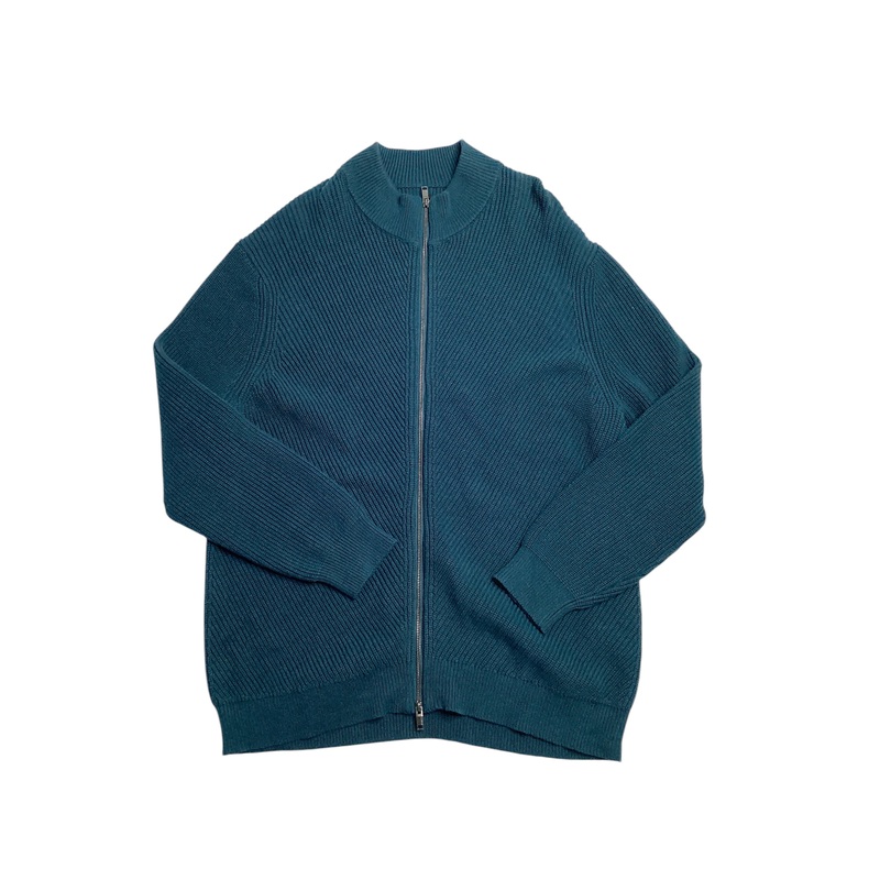 Alfani Men's Heavy Rib Zip Front Sweater Jacket Dark Kale Blue 2XL