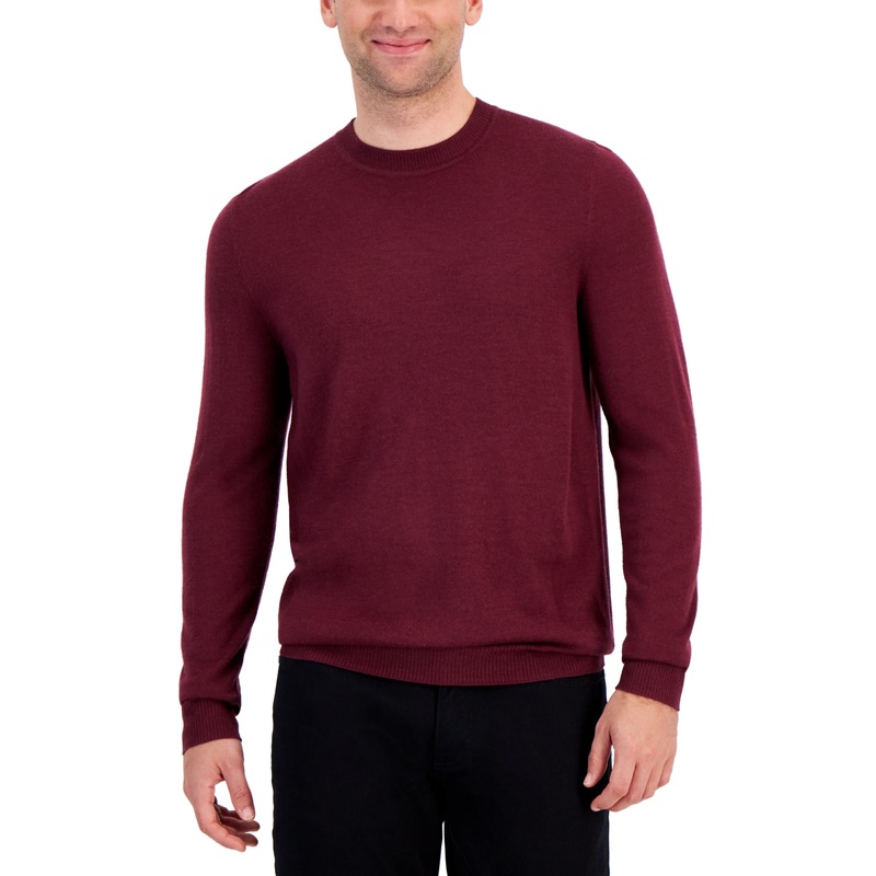 Alfani Men's Long Sleeve Crewneck Sweater Maroon Red  XL