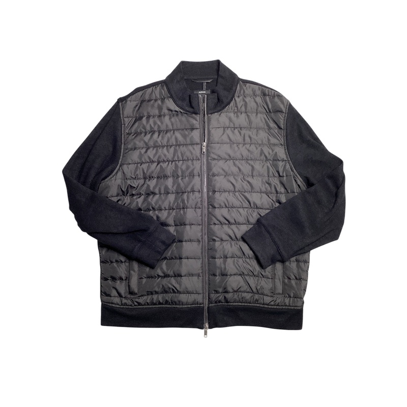 Alfani Men's Mixed Media Quilted Full Zip Bomber Jacket Coat Deep Black Large