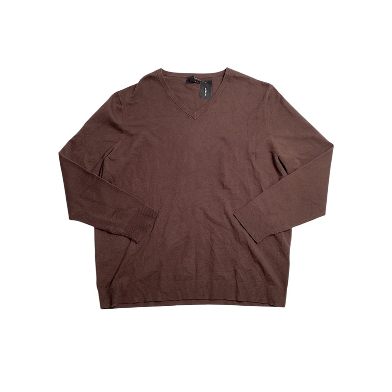 Alfani Men's Solid V Neck Cotton Sweater Coffee Bean Brown Medium