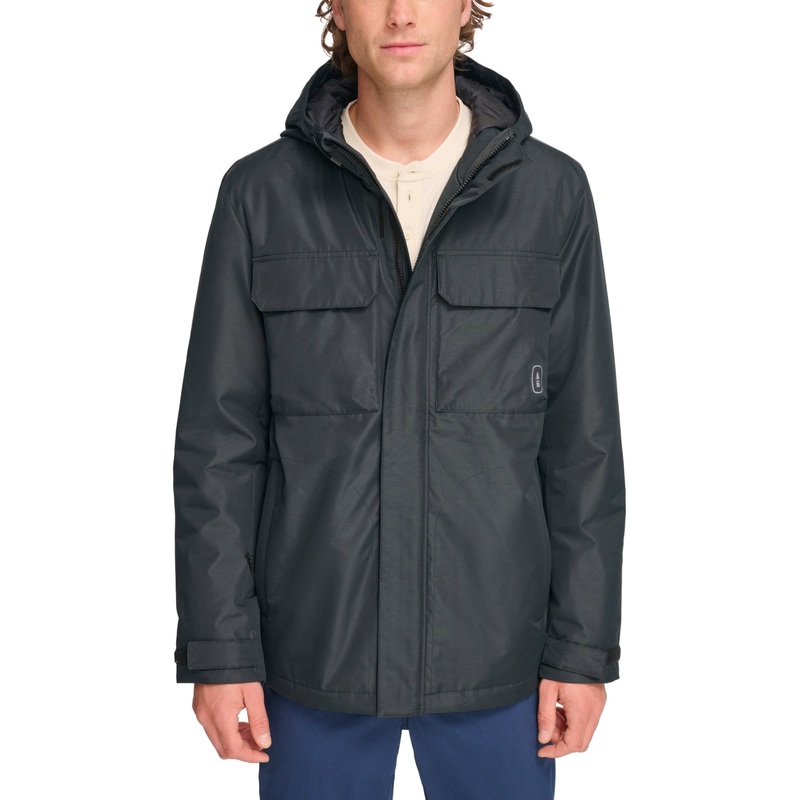 Bass Outdoor Men's Performance Hooded Pocket Jacket Coat Moonless Night Blue XL