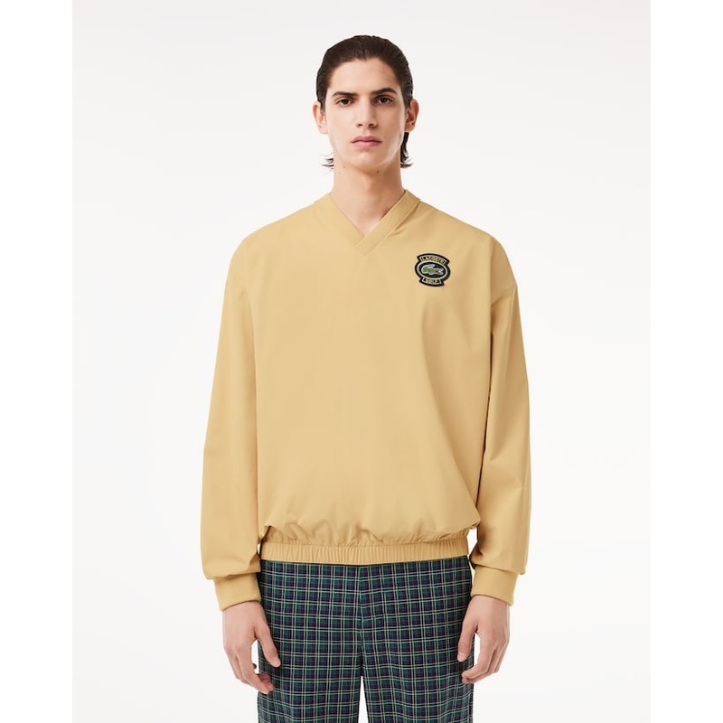 Lacoste Mens V Neck Logo Golf Sweatshirt Yellow EU 6 Large US