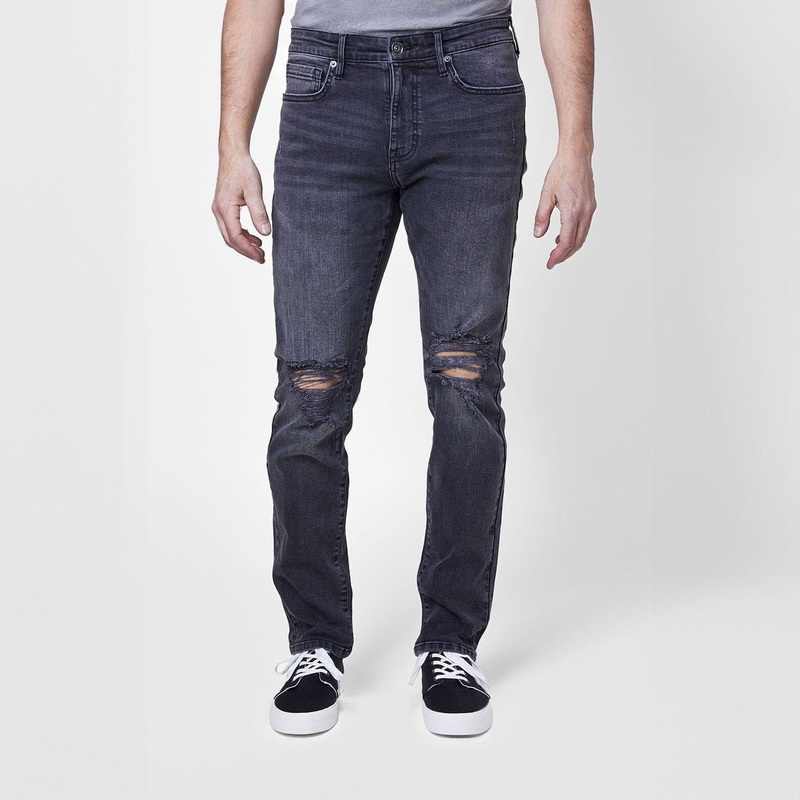 Lazer Mens Mid Rise Destroyed Slim Fit Jeans Dark Blue 34 x 32