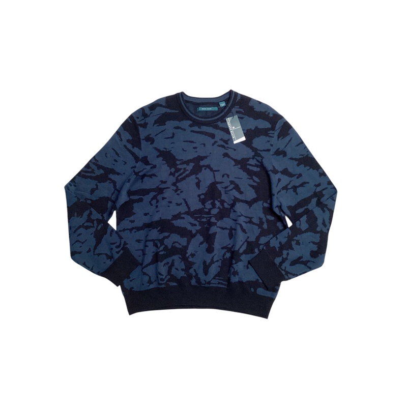 Perry Ellis Mens Jacquard Camo Crewneck Sweater Titan Blue 2XL