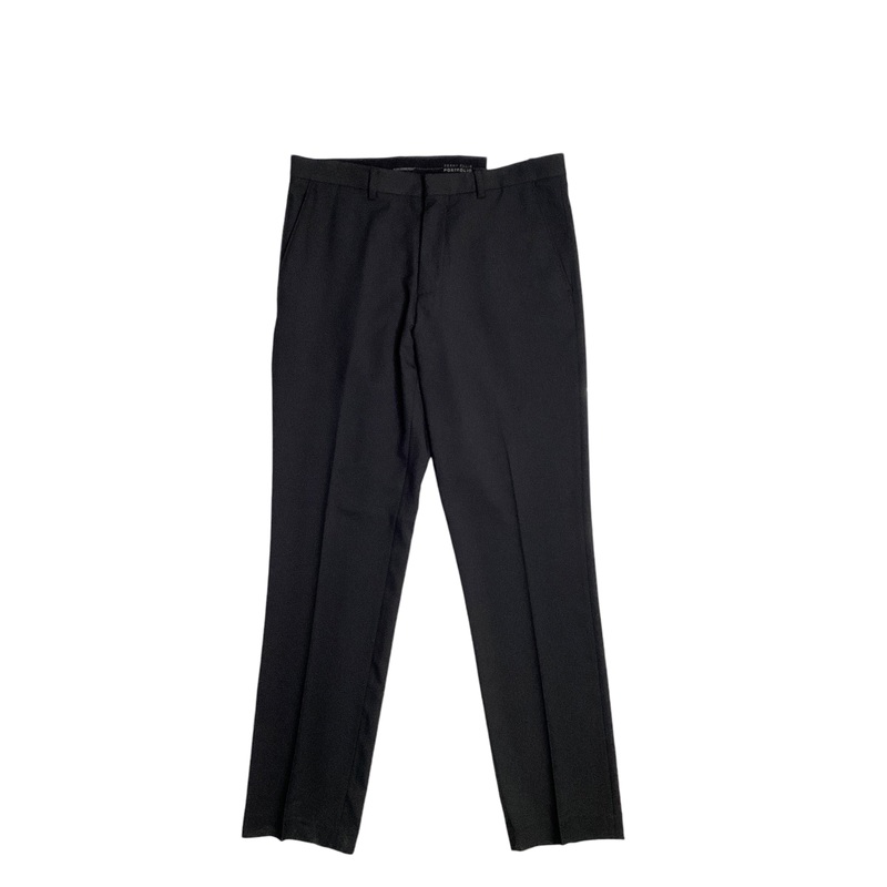 Perry Ellis Portfolio Mens Slim Fit Twill Flat Front Pants Caviar Black 40 x 32