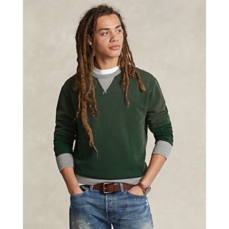 Polo Ralph Lauren Cotton Blend Fleece Two Tone Crewneck Sweatshirt Small Green