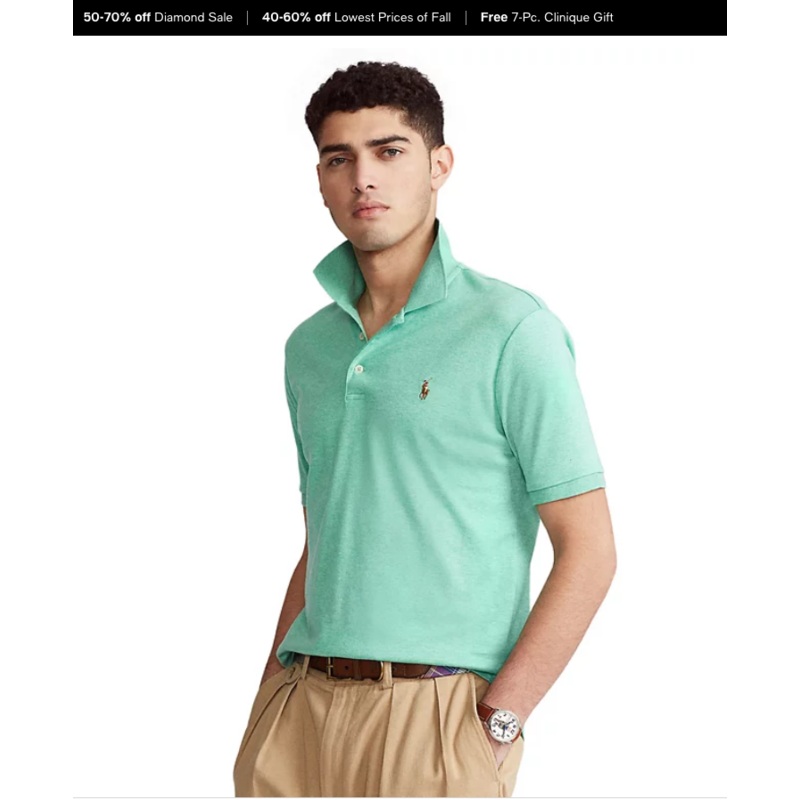 Polo Ralph Lauren Mens Classic Fit Polo Shirt Resort Green Heather Large