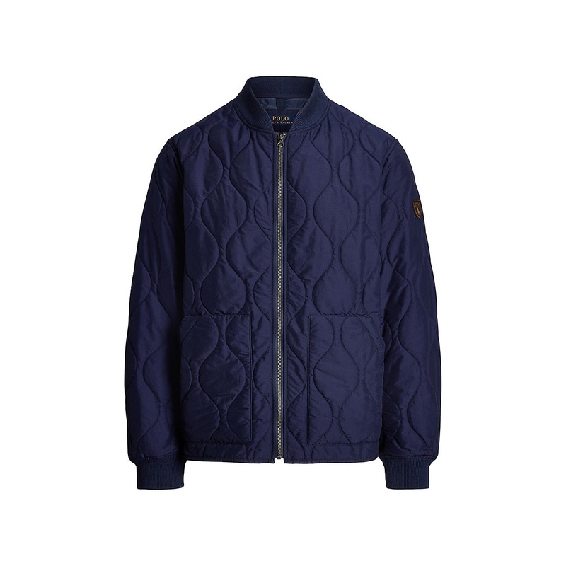 Polo Ralph Lauren Mens Cotton Nylon Quilted Full Zip Bomber Jacket Blue Large