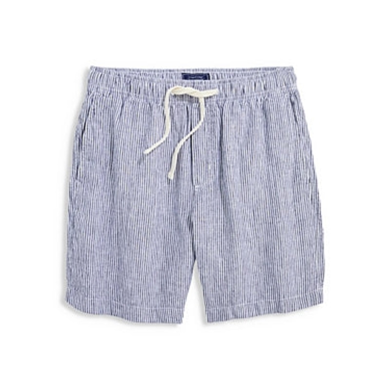Vineyard Vines Mens Drawstring 7" Linen Shorts Blue White 2XL