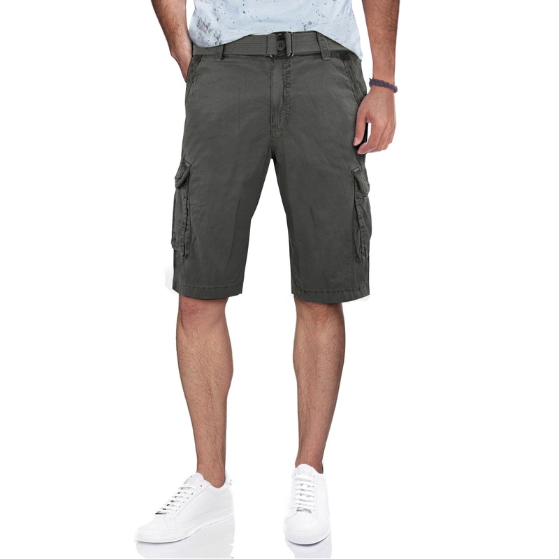 X Ray Mens Belted Twill Tape Cargo Shorts Grey  32