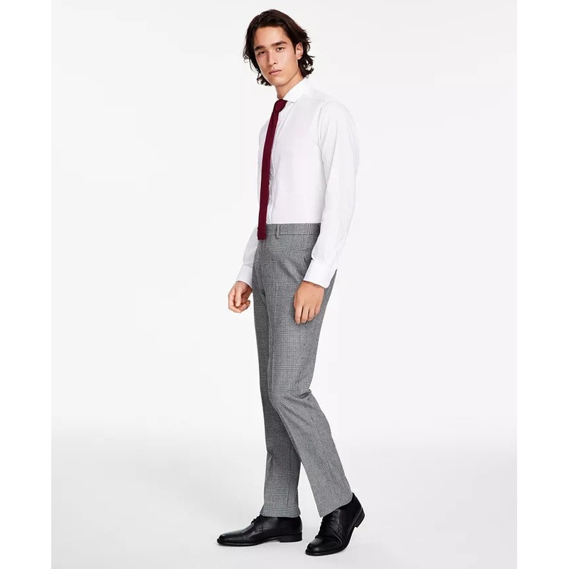 Bar Iii Men's Slim Fit Plaid Suit Dress Pants Black White 29 x 30