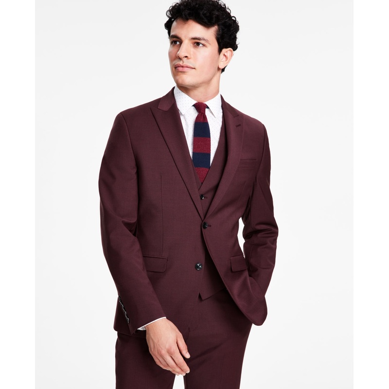 Bar Iii Men's Slim Fit Suit Jacket Burgundy Red 36R