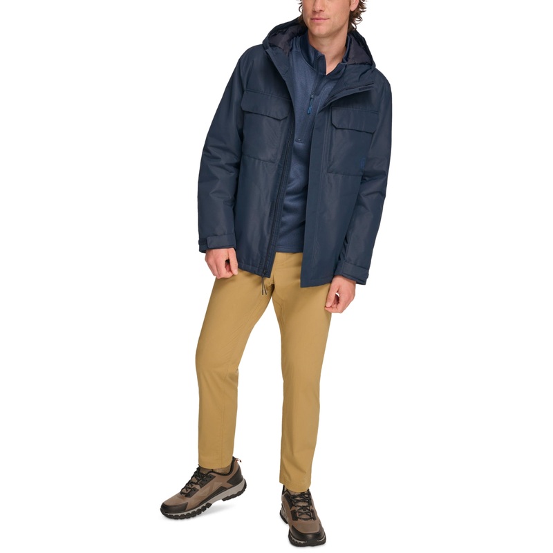 Bass Outdoor Men's Performance Hooded Pocket Jacket Coat Naval Academy Blue 2XL