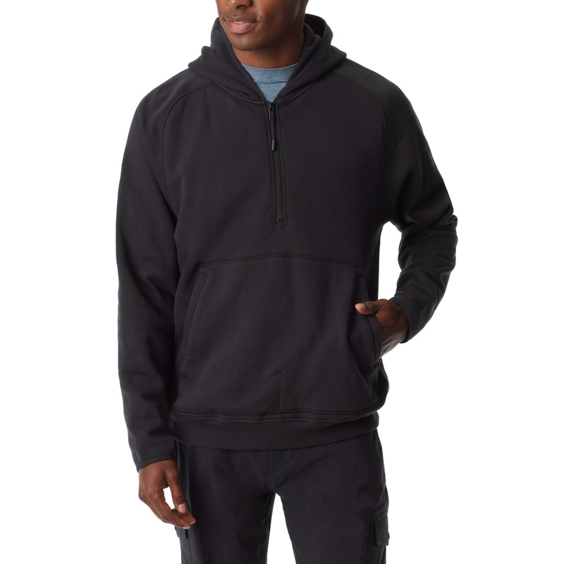 Bass Outdoor Men's Quarter Zip Long Sleeve Hoodie Sweatshirt Caviar Black Large