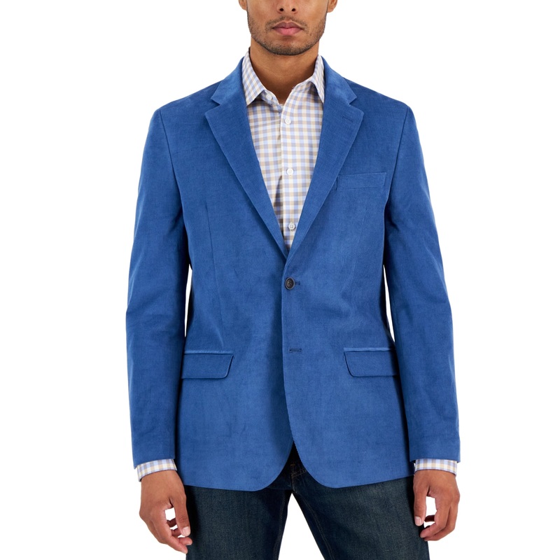 Nautica Men's Modern Fit Active Corduroy Sport Coat Blazer Light Blue  42R