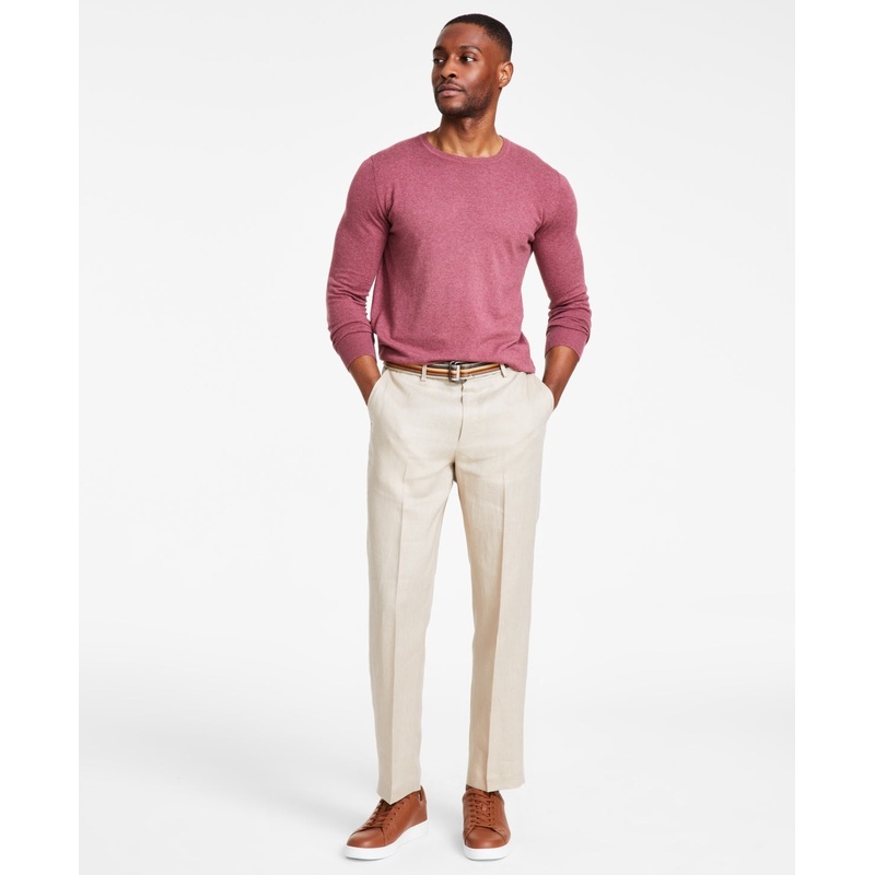 Nautica Men's Modern Fit Linen Suit Dress Pants Tan Solid 42 x 30