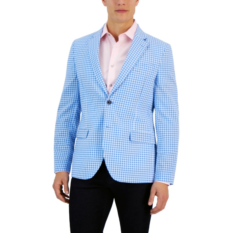 Nautica Men's Modern Fit Seersucker Sport Coat Blazer Blue 42R