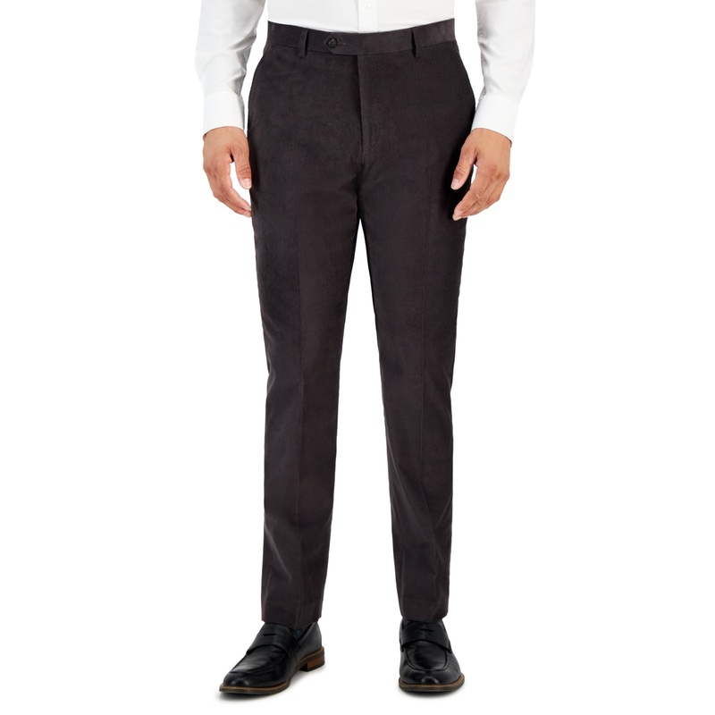 Tommy Hilfiger Men's Modern Fit Solid Corduroy Pants Dark Grey 34 x 32
