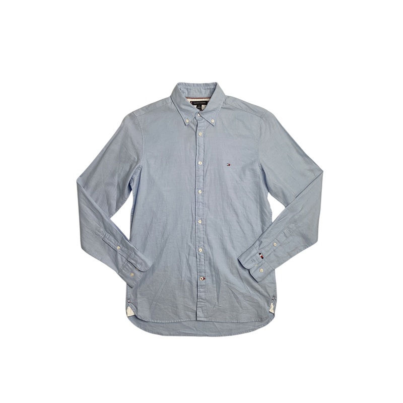 Tommy Hilfiger Mens Long Sleeve Button Down Shirt Blue Small