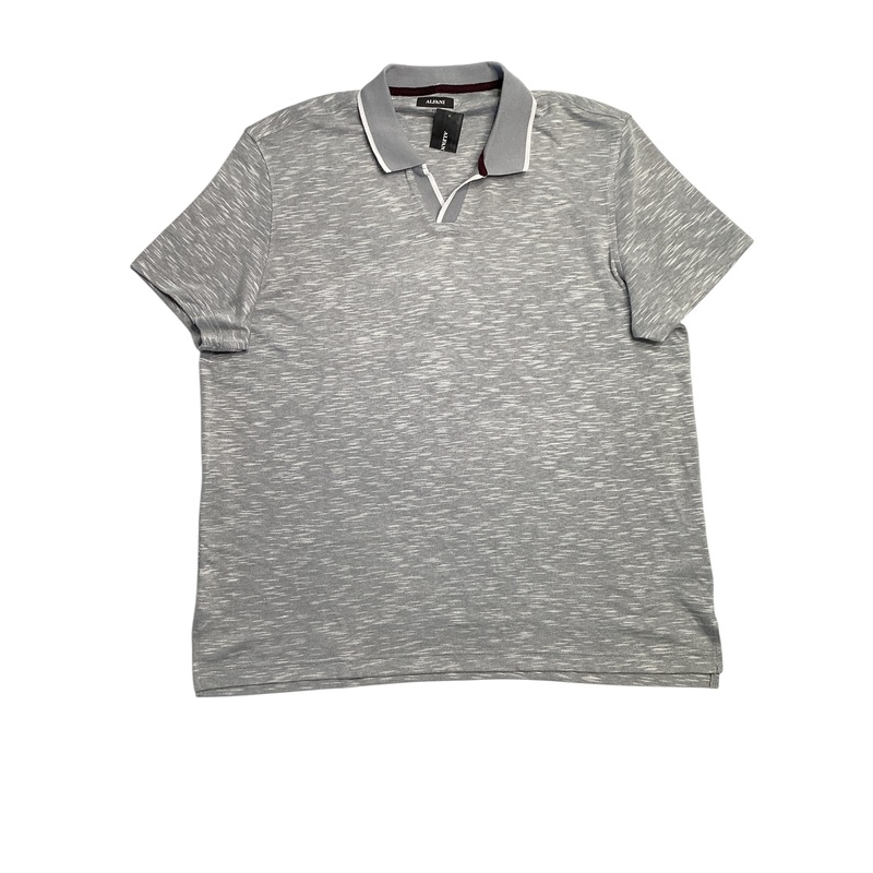 Alfani Men's Johnny Collar Polo Shirt Lead Statue Grey 2XL