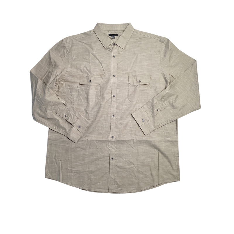 Alfani Men's Regular Fit Solid Button Down Shirt Beige Twill SUS