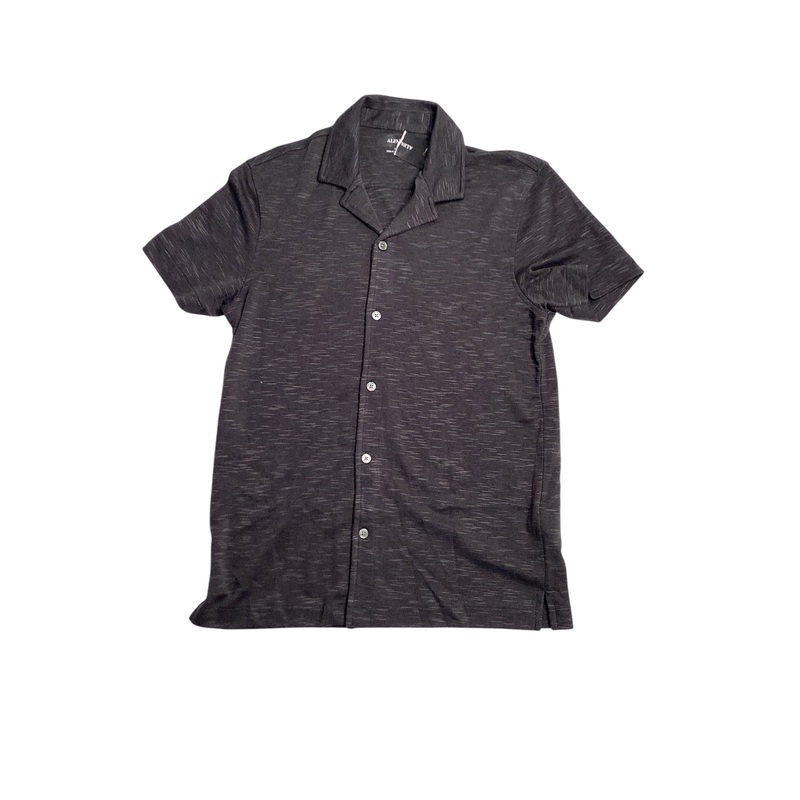 Alfani Men's Slub Pique Textured Short Sleeve Camp Collar Shirt Deep Black Small