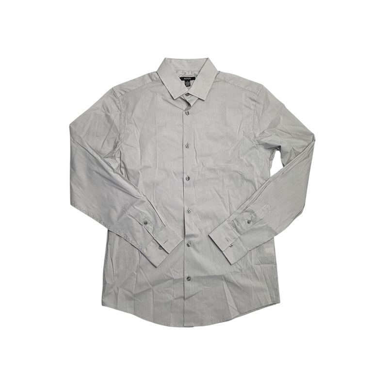 Alfani Men's Stretch Modern Stripe Button Down Shirt Smooth Grey Small