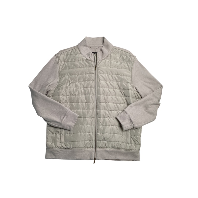 Alfani Mens Mixed Media Quilted Bomber Jacket London Plane Cream XXL
