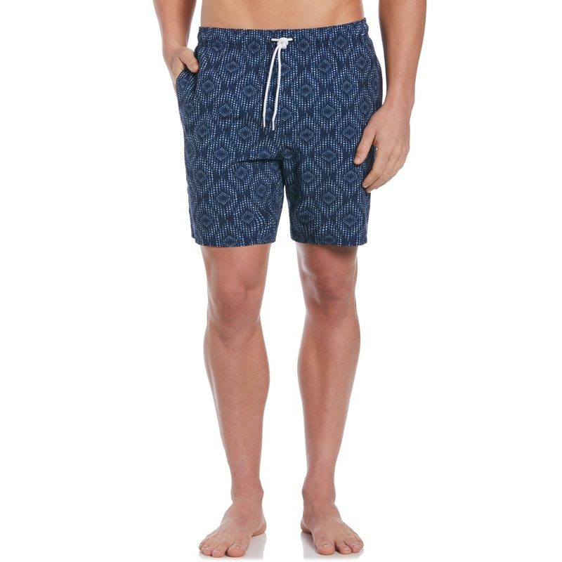 Cubavera Mens Dot Print Drawstring Swim Trunks Blue 2XL