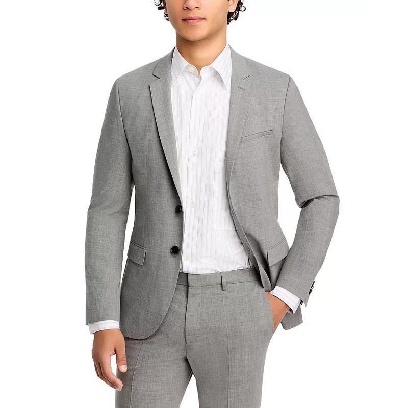 HUGO BOSS Mens Arti Solid Extra Slim Fit Suit Jacket Sport Coat 46R Grey