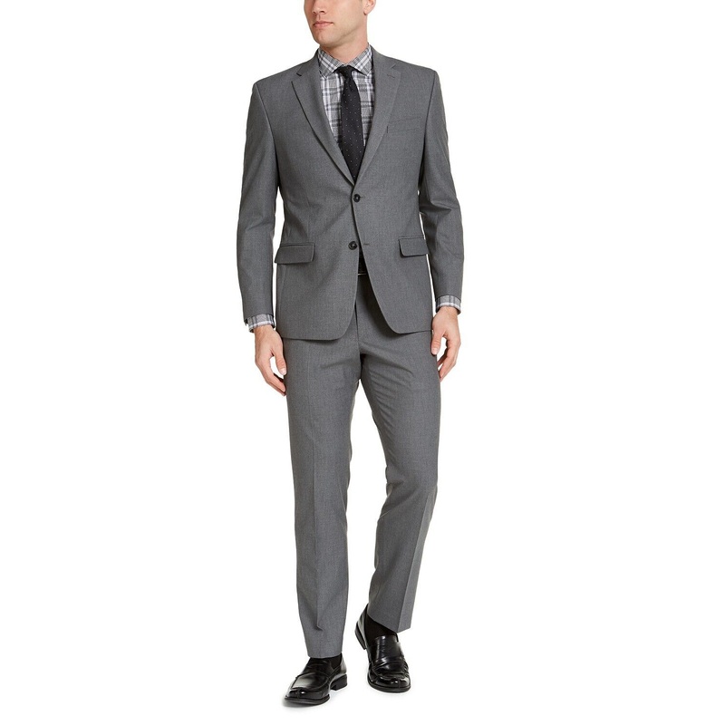 Izod Men's Classic-Fit Suit 48R / 42 x 32 Mid Grey Flat Pant