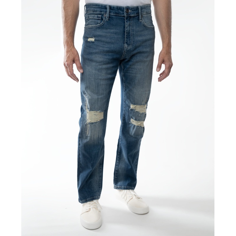 Lazer Men's Straight Fit Stretch Jeans Medium Blue 34 x 34
