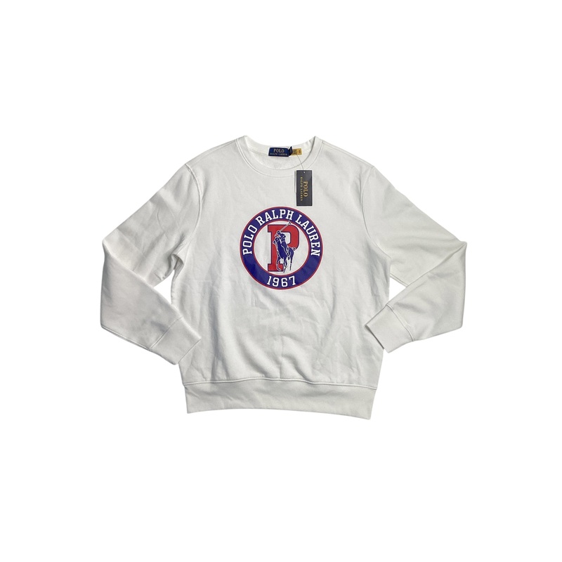 Polo Ralph Lauren Sweatshirt Mens Small White Polo Logo 1967 Fleece