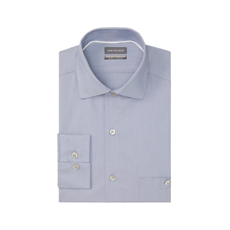 Van Heusen Men's Even Temperature  Slim Fit Dress Shirt Blue 15 15.5 34 35