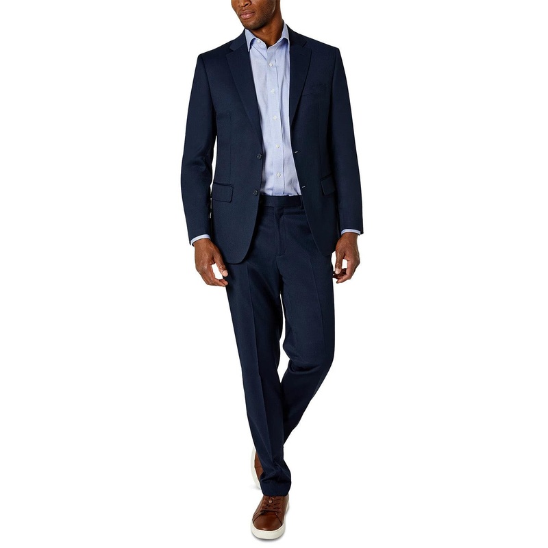 Van Heusen Men's Suit Navy Blue 42L / 35 x 33 Flex Slim Fit