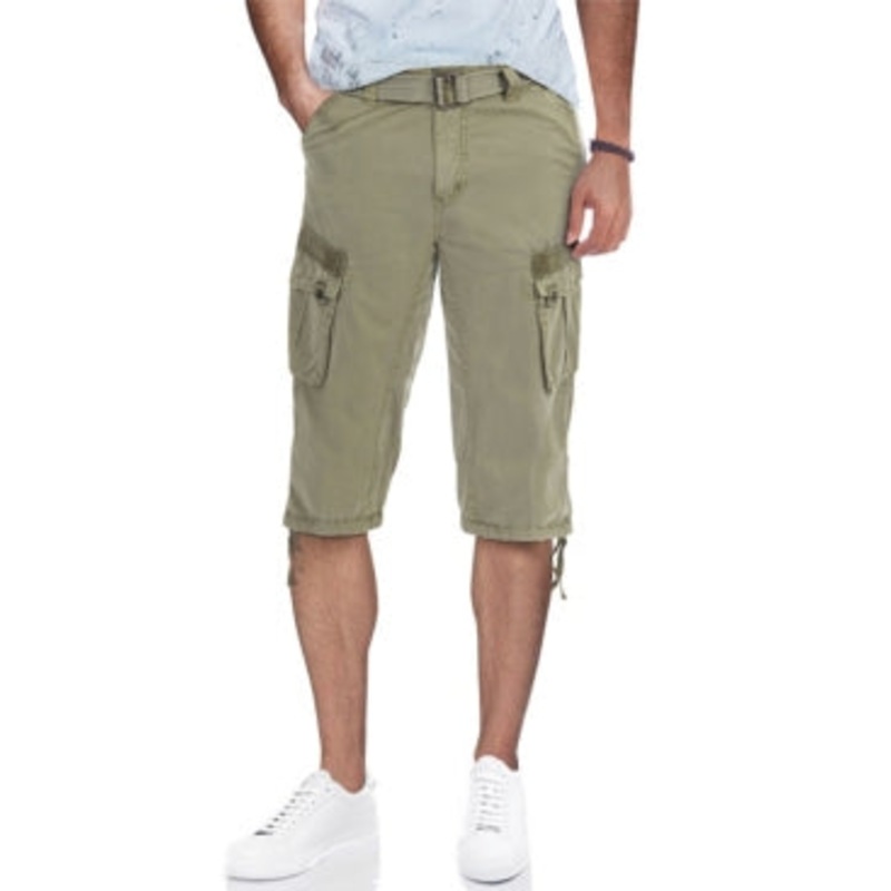 X-Ray Men's Belted 18" Capri Cargo Shorts Leaf Green 30