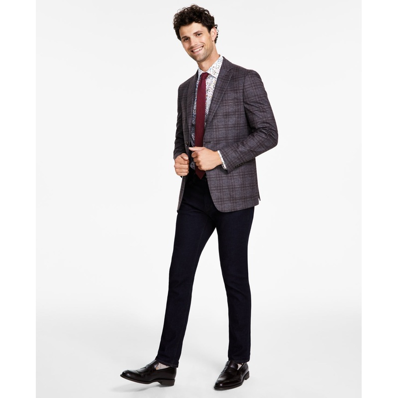 Bar Iii Men's Slim Fit Knit Sport Coat Blazer Brown 38R