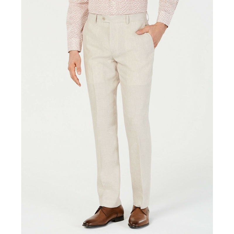 Bar Iii Men's Slim Fit Linen Suit Dress Pants Beige 30 x 32