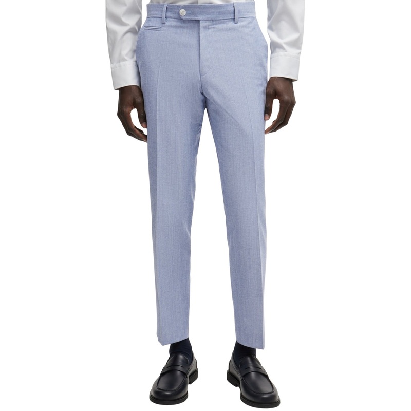 Hugo Boss Men's Genius Micro-Patterned Slim-Fit Dress Pants 34 x 32 Blue