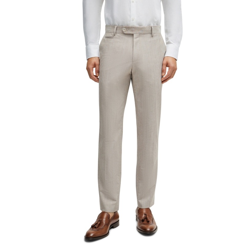 Hugo Boss Men's Genius Micro-Patterned Slim-Fit Dress Pants 36 x 32 Beige