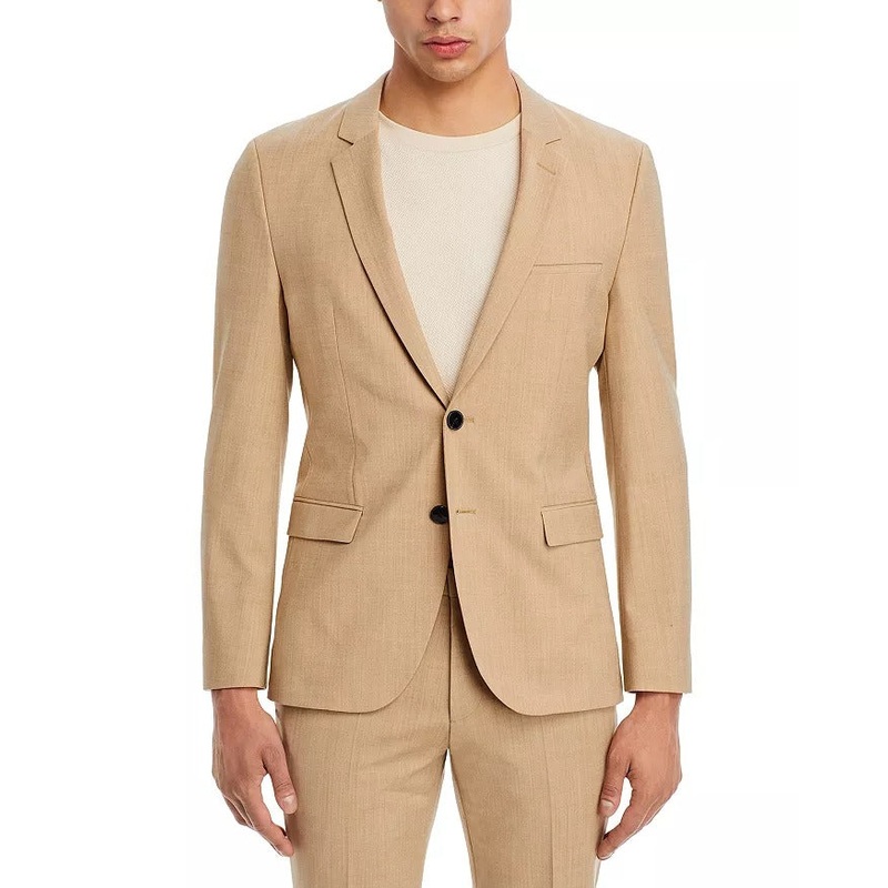 HUGO BOSS Mens Arti Melange Extra Slim Fit Suit Jacket Sport Coat 40R Tan Beige