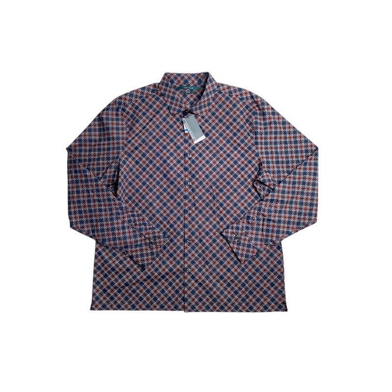 Perry Ellis Mens Abstract Button Down Shirt Blue Red Multi XL